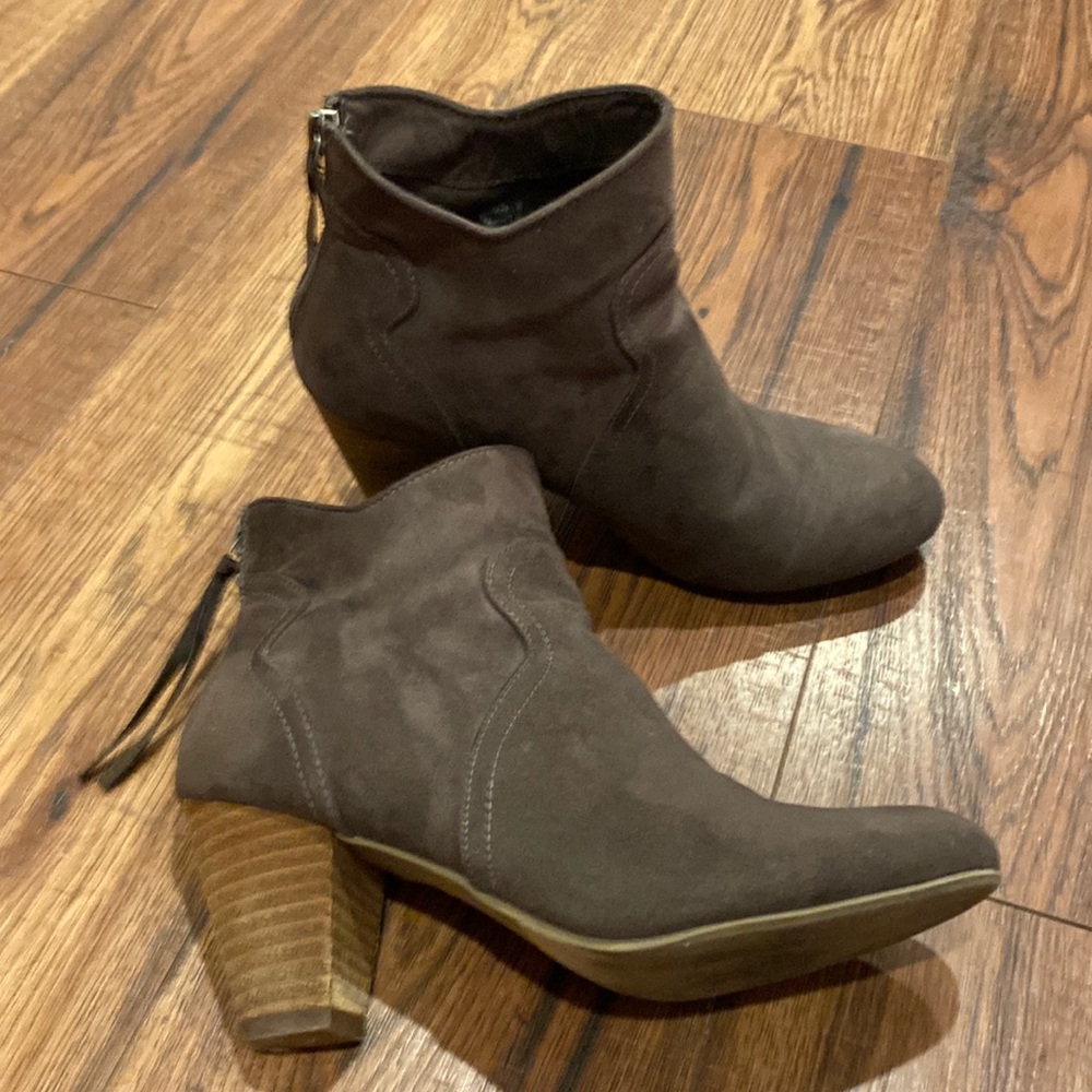 Boots,  chocolate color suede